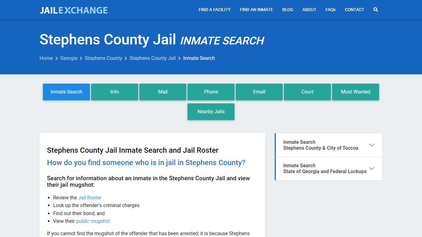 Inmate Search: Roster & Mugshots - Stephens County Jail, GA